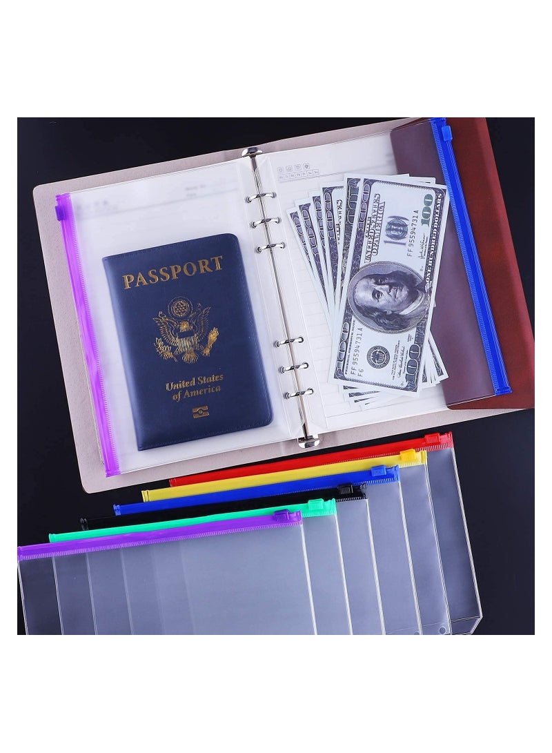 SYOSI 12 Pcs Binder Pockets A5 Size 6 Holes Zipper Binder Pouch Folders for 6 Ring Notebook Binder Loose Leaf Bags, Waterproof PVC Pouch Document Filing Bags, Multicolor  - Image 5