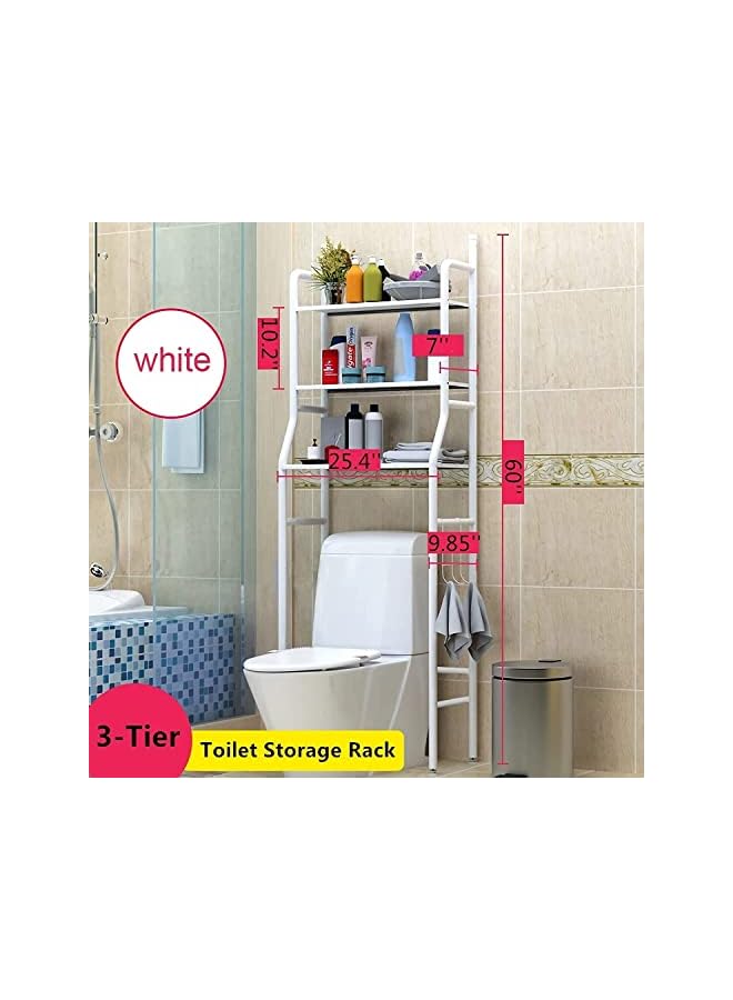 U-HOOME Toilet Storage Rack, U-HOOME Metal Bathroom Storage Shelf, Over The Toilet Space Saver Organizer Rack, Stable Freestanding Above Toilet Stand with 3 Hooks for Bathroom, Restroom, Laundry - Image 4