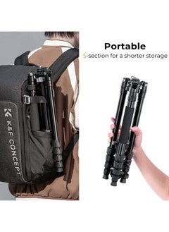 K&F Concept 67 inch Camera Tripod Horizontal Aluminum Tripods Portable Monopod with 32mm Ball Head 12KG Load Capacity Quick Release Plate, for Travel and Work T255A4+BH-32L(Gray)  - Image 4