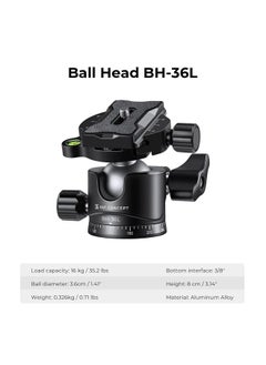 K&F Concept 67 inch Camera Tripod Horizontal Aluminum Tripods Portable Monopod with 32mm Ball Head 12KG Load Capacity Quick Release Plate, for Travel and Work T255A4+BH-32L(Gray)  - Image 5