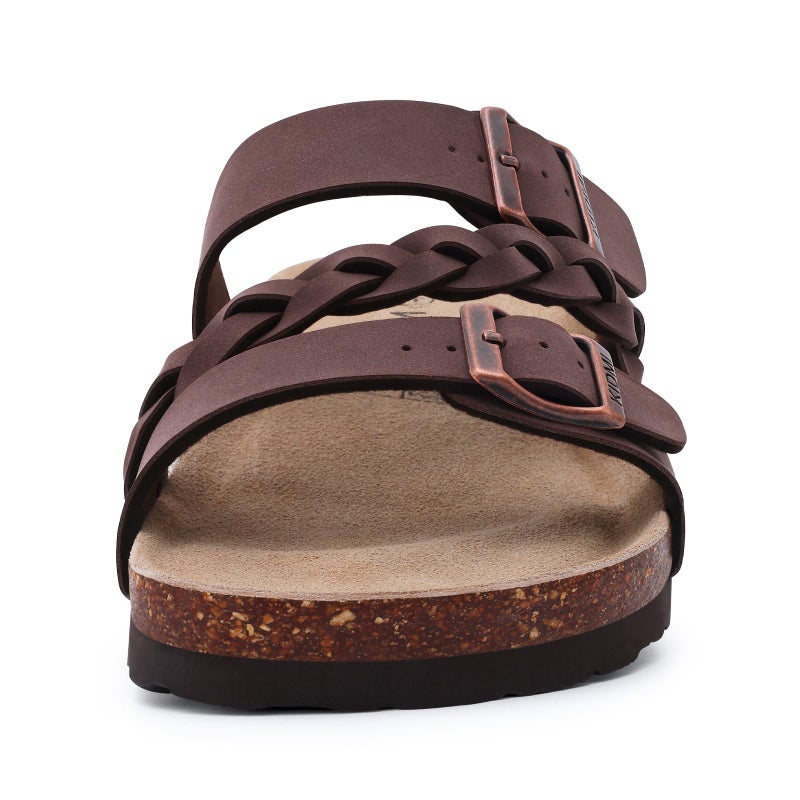 KIDMI Women's Cork Footbed Sandals with Arch Support Comfortable Slip-On Slide Sandals With Adjustable Buckle for Summer, Brown 39 - Image 4