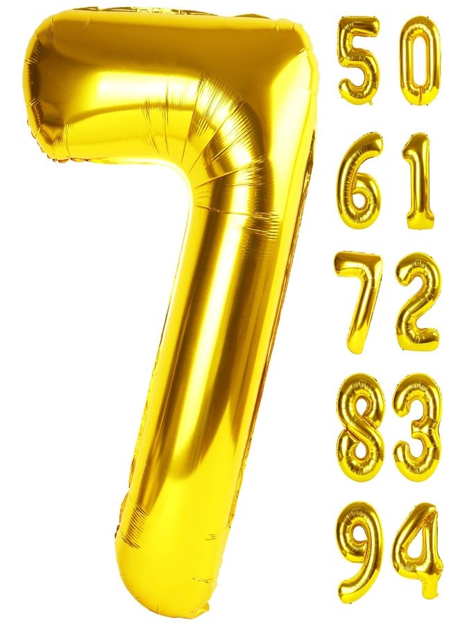 IWERP Gold 7 Balloon, Number Balloon 40 Inch, Gold Party Decorations, 7th Balloon Number, Gold Seven Birthday Decorations, Number 7 Balloon - Image 1