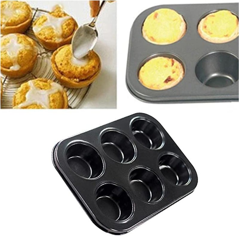 WOW KITCHEN Non Stick Muffin Cup Cake Tray for 6 Muffins Baking Mould Bakeware Tool Black - Image 4