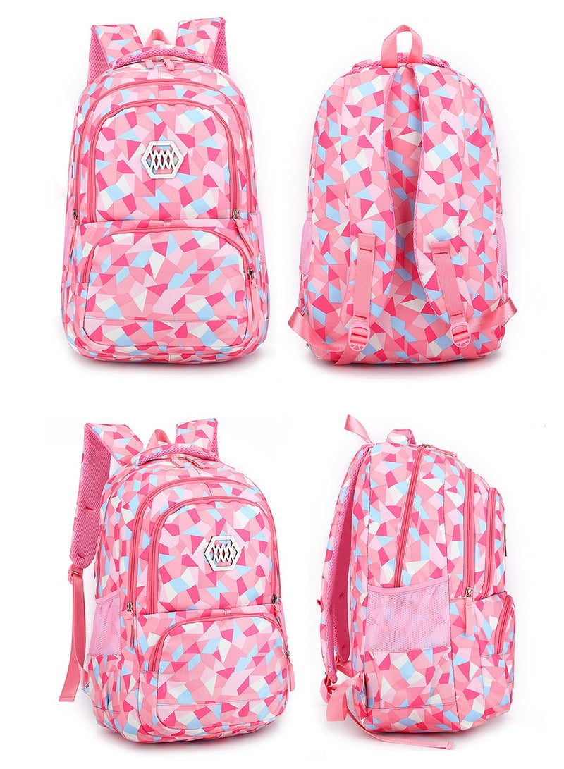 YY-ريشير مجموعة حقيبة ظهر مدرسية مكونة من 3 قطع مع حافظة أقلام وصندوق غداء، حقيبة ظهر مطبوعة منقوشة كبيرة السعة لطلاب المدارس الابتدائية والإعدادية والثانوية والمراهقات والفتيات - Image 2