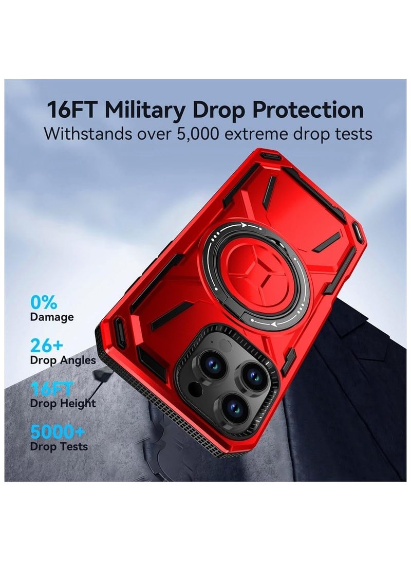 SHIELD EGYPT SHIELD EGYPT For iPhone 14 Pro Max Case Mag-Safe Magnetic Shockproof Phone Case with Ring Holder (Red) - Image 2