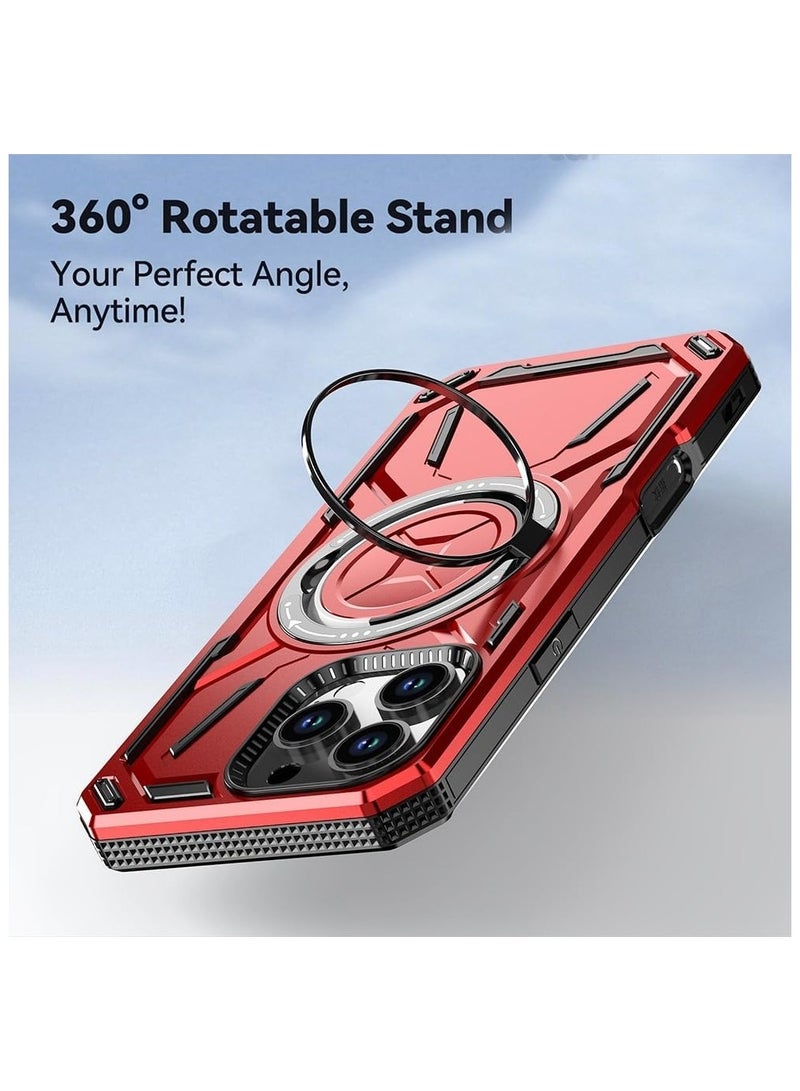 SHIELD EGYPT SHIELD EGYPT For iPhone 14 Pro Max Case Mag-Safe Magnetic Shockproof Phone Case with Ring Holder (Red) - Image 4