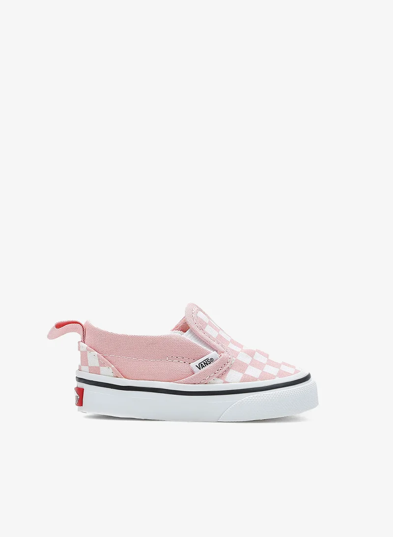 فانز حذاء أطفال سهل الارتداء بنقشة مربعات وشريط لاصق للجنسين