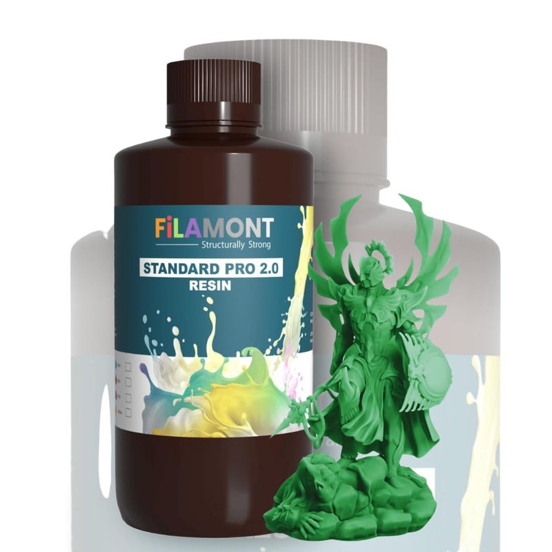 Protomont TECHNOLOGIES FiLAMONT Standard Pro 2.0 3D Printer Resin – Green, 1kg | High Precision, Durable UV-Curing Photopolymer for SLA, DLP, LCD 405nm Printers | Ideal for Prototyping & Engineering Models - Image 1