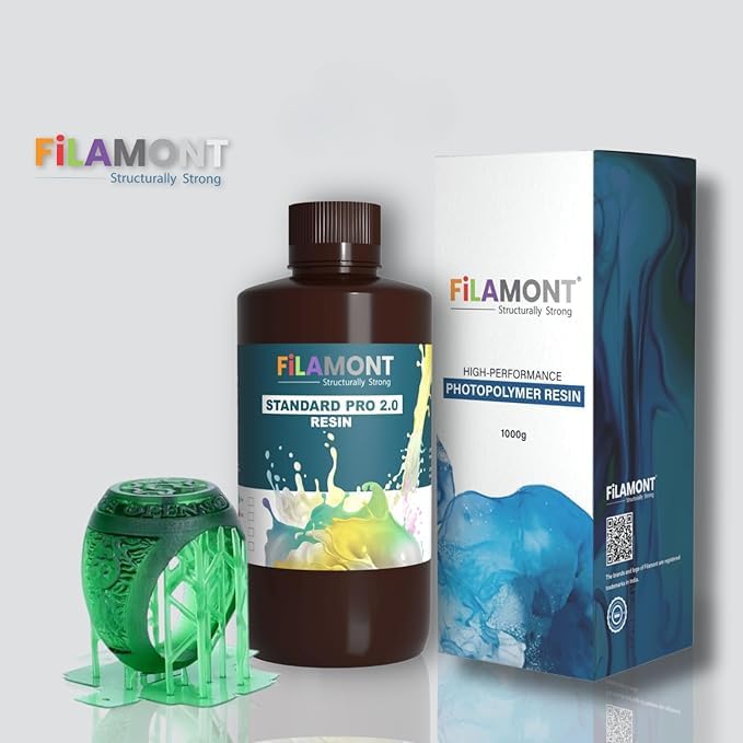 Protomont TECHNOLOGIES FiLAMONT Standard Pro 2.0 3D Printer Resin – Green, 1kg | High Precision, Durable UV-Curing Photopolymer for SLA, DLP, LCD 405nm Printers | Ideal for Prototyping & Engineering Models - Image 2