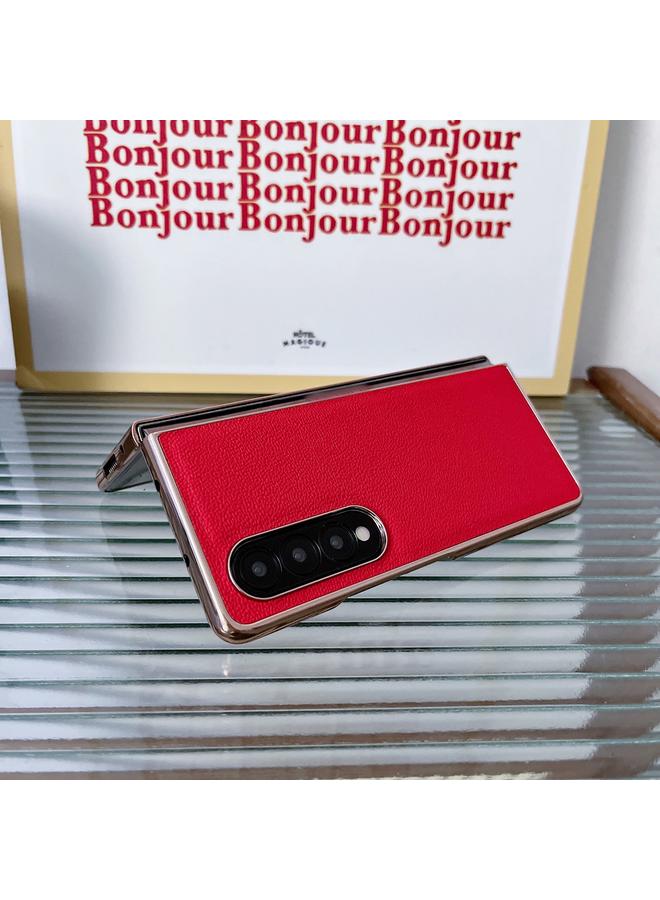 اس-توب جراب لهاتف Samsung Galaxy Z Fold3 5G من الجلد الطبيعي من سلسلة Luolai مع طلاء نانو - Image 3