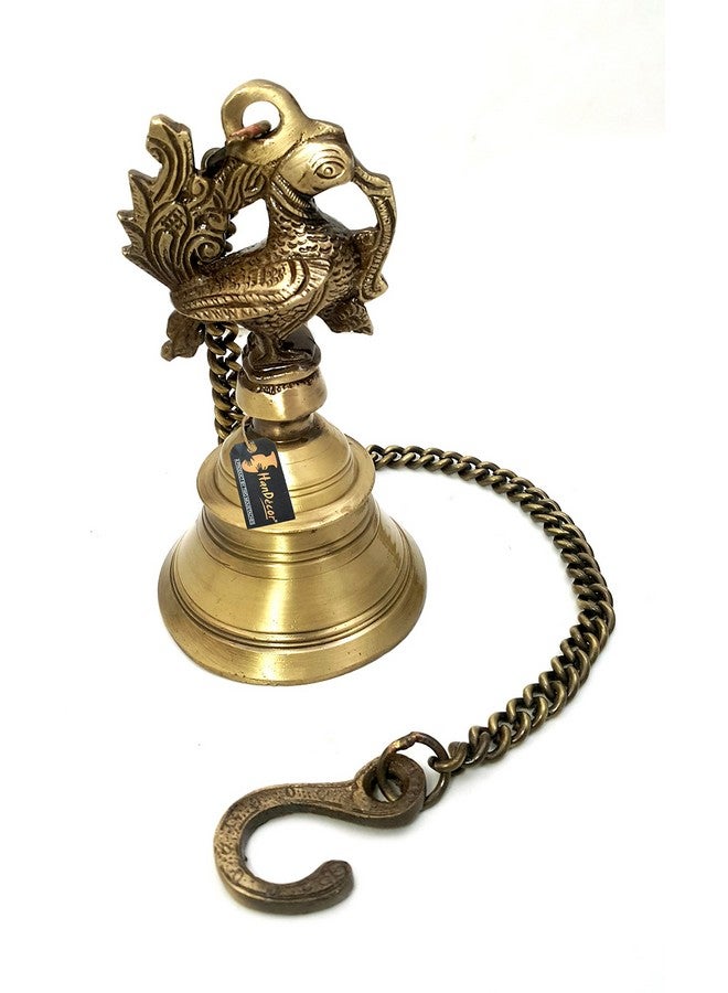 Two Moustaches Brass Peacock Design Hanging Bell, Standard, Antique Brown, 1 Piece (TMP/2351) - Image 1