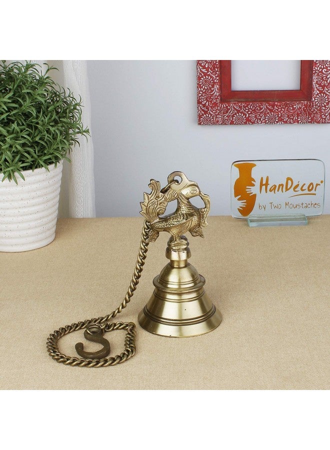 Two Moustaches Brass Peacock Design Hanging Bell, Standard, Antique Brown, 1 Piece (TMP/2351) - Image 5