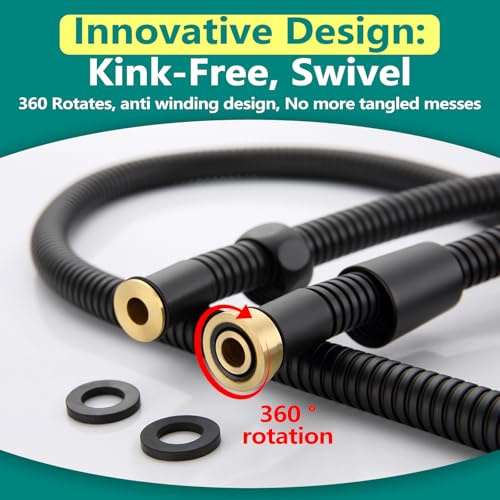 TRIPHIL Kink-free Shower Hoses, Shower Hose Extension 59 Inches for Handheld Shower Head, Hand Held Showerhead Hose Replacement, Brass Swivel Anti-twist Ultra-flexible Stainless Steel Matte Black 59" - Image 2