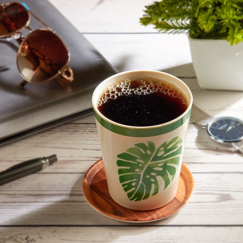 Red Butler EcoFriendly Bamboo Fiber Dinner Set 12Piece Set with Dinner Plates Bowls Tumblers Sturdy Weight Reusable Stain Resistant Microwave Dishwasher Safe Elegant Leaf Design - Image 4