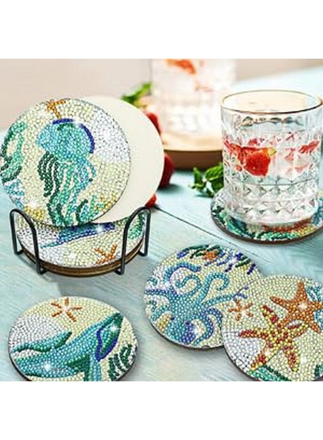 J3G Coaster Kit - 8-Piece Ocean Diamond Art DIY Set with Holder, Non-Slip Craft Supplies for Adults, Perfect for Creative Christmas Gifts - Image 4
