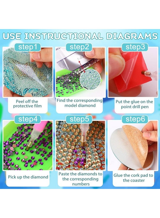 J3G Coaster Kit - 8-Piece Ocean Diamond Art DIY Set with Holder, Non-Slip Craft Supplies for Adults, Perfect for Creative Christmas Gifts - Image 5