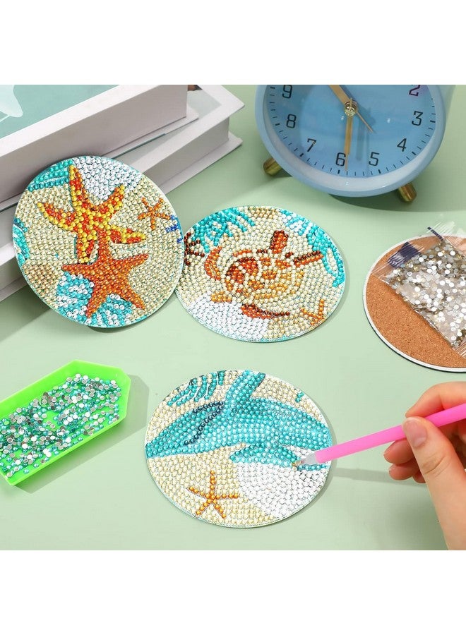 J3G Coaster Kit - 8-Piece Ocean Diamond Art DIY Set with Holder, Non-Slip Craft Supplies for Adults, Perfect for Creative Christmas Gifts - Image 2