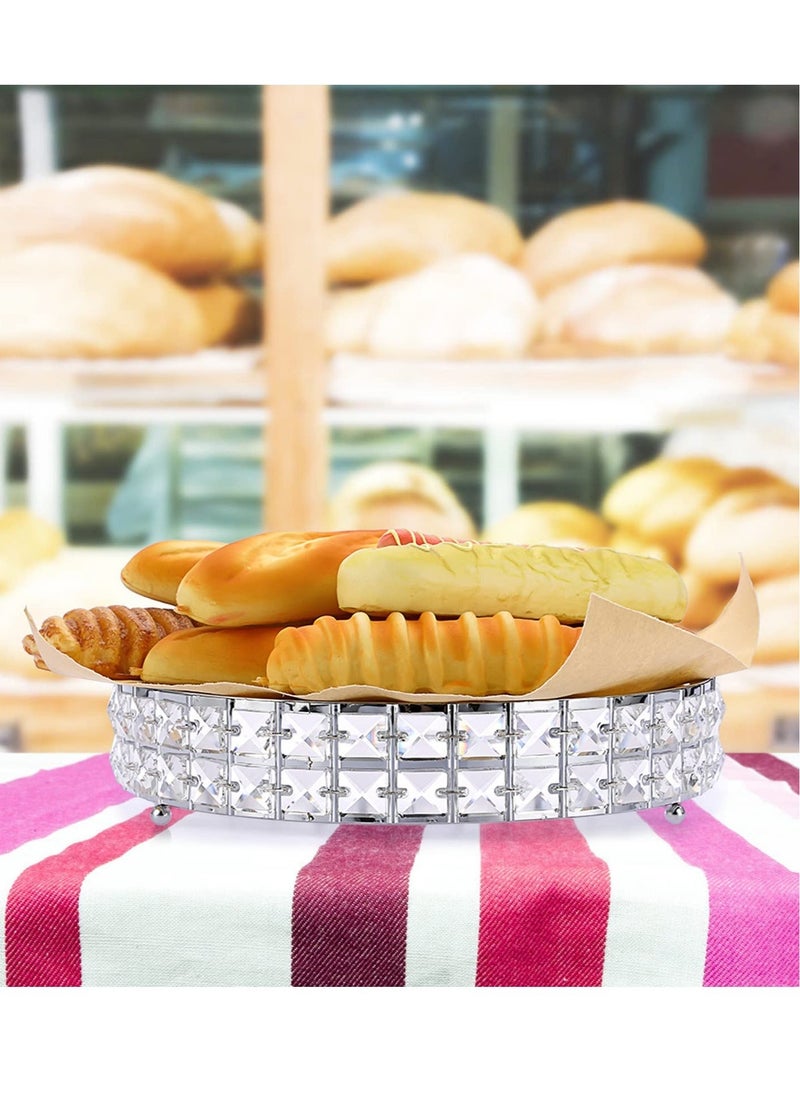 Generic - Tall Silver Cake Stand, 12 inch Silver Round Cake Stand, Cookies Fruit Serving Tray Display Tray with Crystal Beads Decor, for Wedding Birthday Party Supplies Centerpiece - Image 1