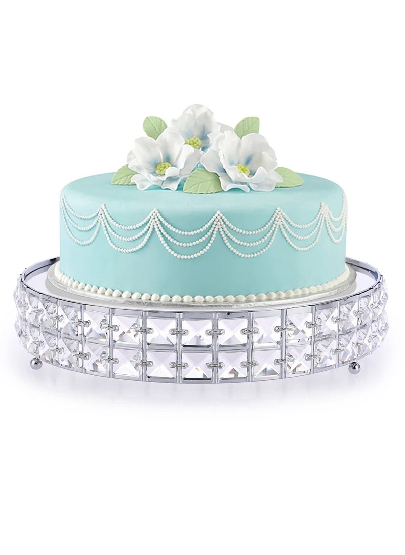 Generic - Tall Silver Cake Stand, 12 inch Silver Round Cake Stand, Cookies Fruit Serving Tray Display Tray with Crystal Beads Decor, for Wedding Birthday Party Supplies Centerpiece - Image 1