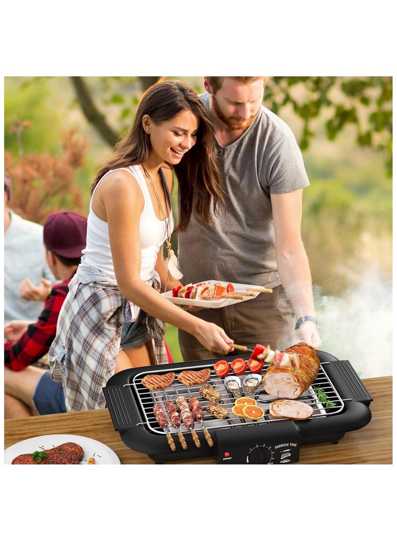BJM Electric BBQ Grill, Smokeless Non-Stick Indoor/Outdoor Barbecue Grill, 2000W Double tube High Power Portable Removable Stand Grill for BBQ Party (Premium Black) - Image 2