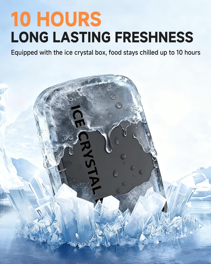 GEARGO ðŸðŸŽðŸðŸ” ð”ð©ð ð«ðšððžð Cordless Electric Lunch Box, 6.3 Cups & 24000mAh Rechargeable Heated Lunch Box with Ice Crystal Box, 24 Hours Scheduled Self Heating Lunchbox For Men Women - Image 5