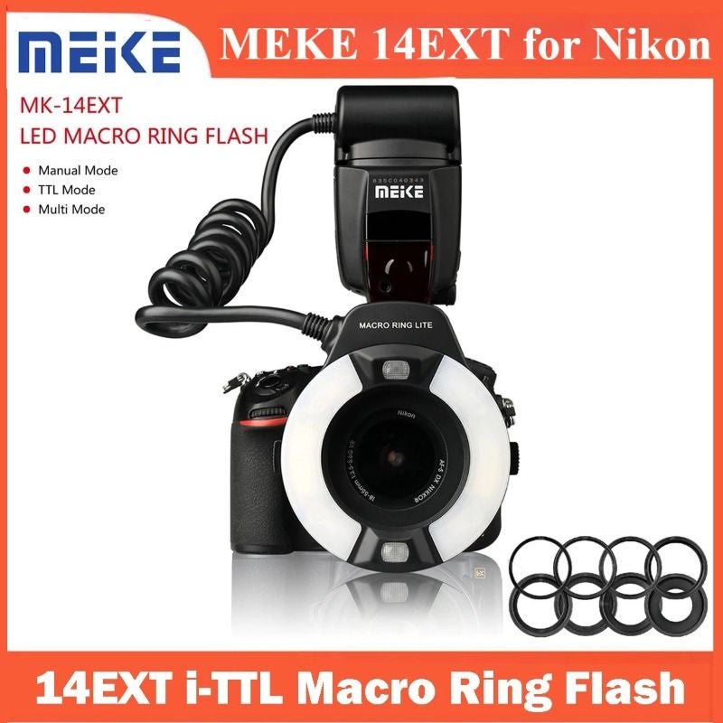 Meke Meike Meke 14ext i-TTL Macro Ring Flash Gn14 for Nikon D7100 D5200 D5100 D5000 D3200, Flower Plant Insect Macro Photography - Image 1