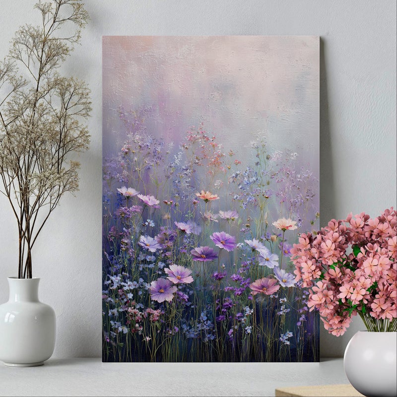 TNESSENTIAL Dreamy Purple Wildflower Meadow Wall Art Poster or Canvas Print, Lavender Gray and Dusty Rose Landscape, Romantic Vintage Floral Painting - Image 5