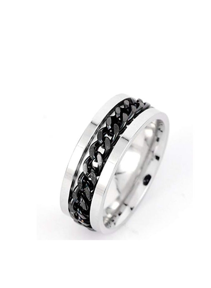 الفولاذ المقاوم للصدأ الرجال سلسلة الدوار الدائري الفولاذ المقاوم للصدأ الرجال الدائري تململ تدور الدائري الفولاذ المقاوم للصدأ القلق الدائري للرجال الإجهاد الحرة بارد حفل زفاف الراحة - Image 1