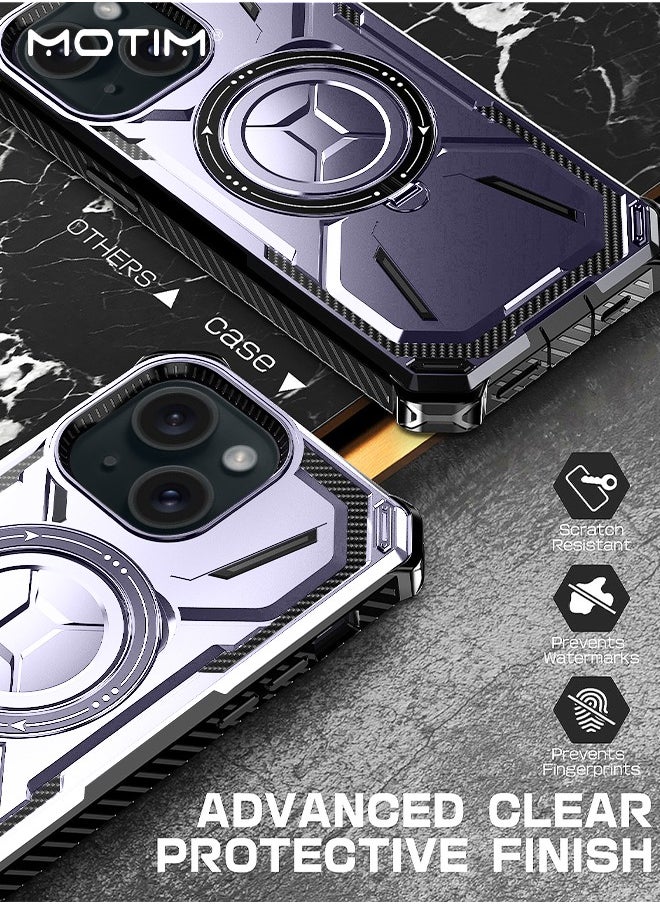 iPhone 15 Case with MagSafe, Armor Design Case Cover with 360° Rotable Ring Stand, Heavy Duty Shockproof and Anti-Drop Protective Case Built-In Kickstand, Magnetic iPhone 15 Case