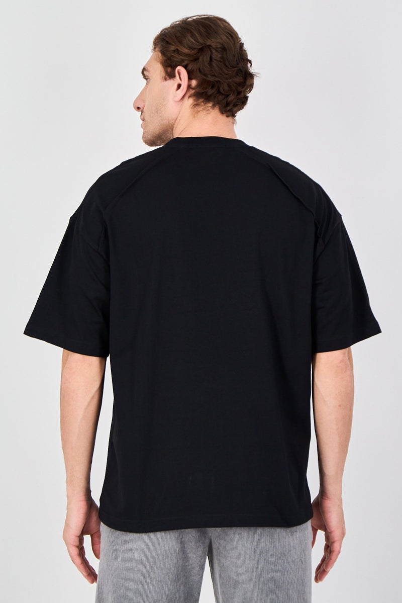 Ketch Men Crew Neck Short Sleeve Graphic Print T-Shirt, Black - Image 3