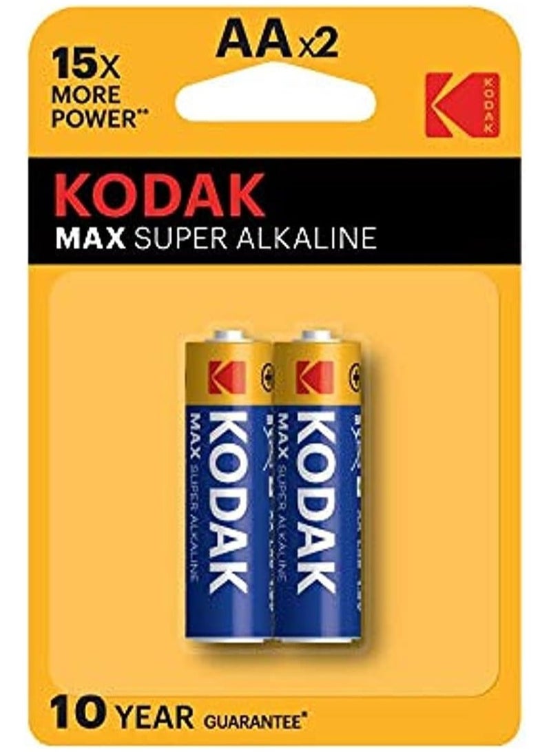 كوداك Kodak AAx2 MAX Super 1.5V Alkaline Batteries - 5 Cards (10 Batteries) - Image 1