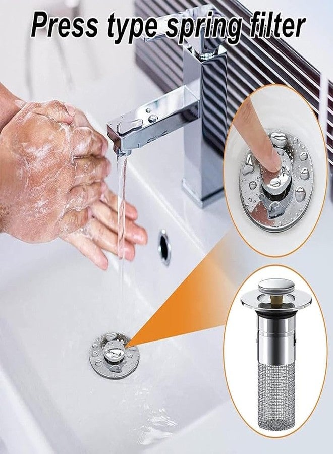 Pekos Universal Pop-Up Sink Drain Stopper | Wash Basin Bounce Drain Filter | Easy Installation Drain Stopper for Kitchen and Bathroom Sink (1 Psc_Silver) - Image 4