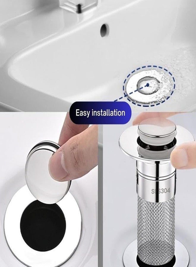 Pekos Universal Pop-Up Sink Drain Stopper | Wash Basin Bounce Drain Filter | Easy Installation Drain Stopper for Kitchen and Bathroom Sink (1 Psc_Silver) - Image 3
