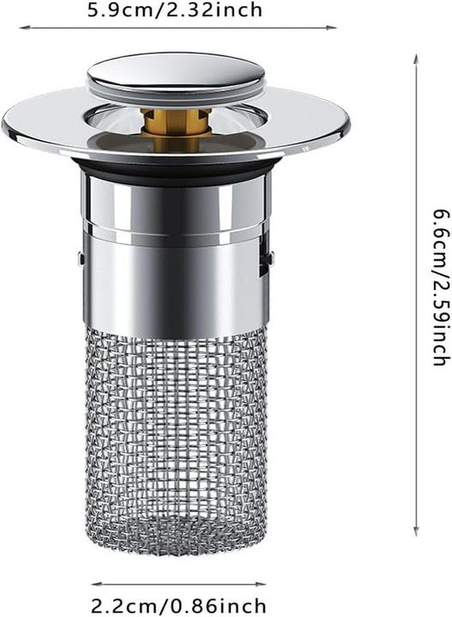 Pekos Universal Pop-Up Sink Drain Stopper | Wash Basin Bounce Drain Filter | Easy Installation Drain Stopper for Kitchen and Bathroom Sink (1 Psc_Silver) - Image 2