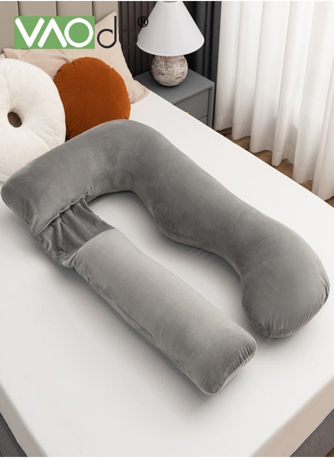 VAOdo Pregnancy Pillows, for Sleeping U Shaped Full Body Maternity Pillow, with Removable Cover Support, for Back Legs Belly Hips for Pregnant Women Pregnancy Pillow for Women Grey  - Image 2