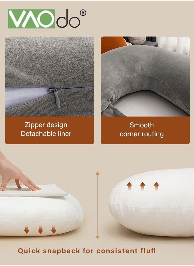 VAOdo Pregnancy Pillows, for Sleeping U Shaped Full Body Maternity Pillow, with Removable Cover Support, for Back Legs Belly Hips for Pregnant Women Pregnancy Pillow for Women Grey  - Image 5