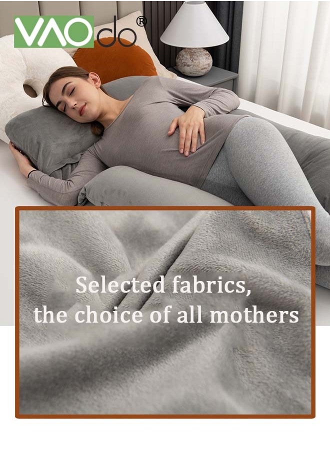 VAOdo Pregnancy Pillows, for Sleeping U Shaped Full Body Maternity Pillow, with Removable Cover Support, for Back Legs Belly Hips for Pregnant Women Pregnancy Pillow for Women Grey  - Image 3