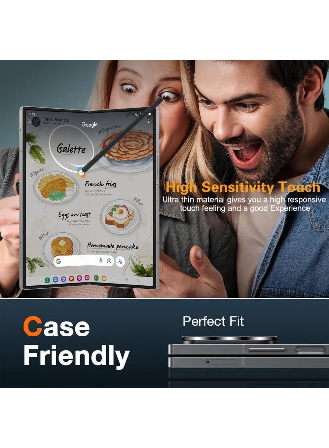 جاجيك [6-in-1] Samsung Galaxy Z Fold 7 Screen Protector – Includes 2 Flexible TPU Inner Films, 2 Tempered Glass Front Screen Protectors, 2 Camera Lens Protectors – Case-Friendly, Bubble-Free, High-Transparency, Scratch-Resistant Protection for Foldable Smartphones - Image 4