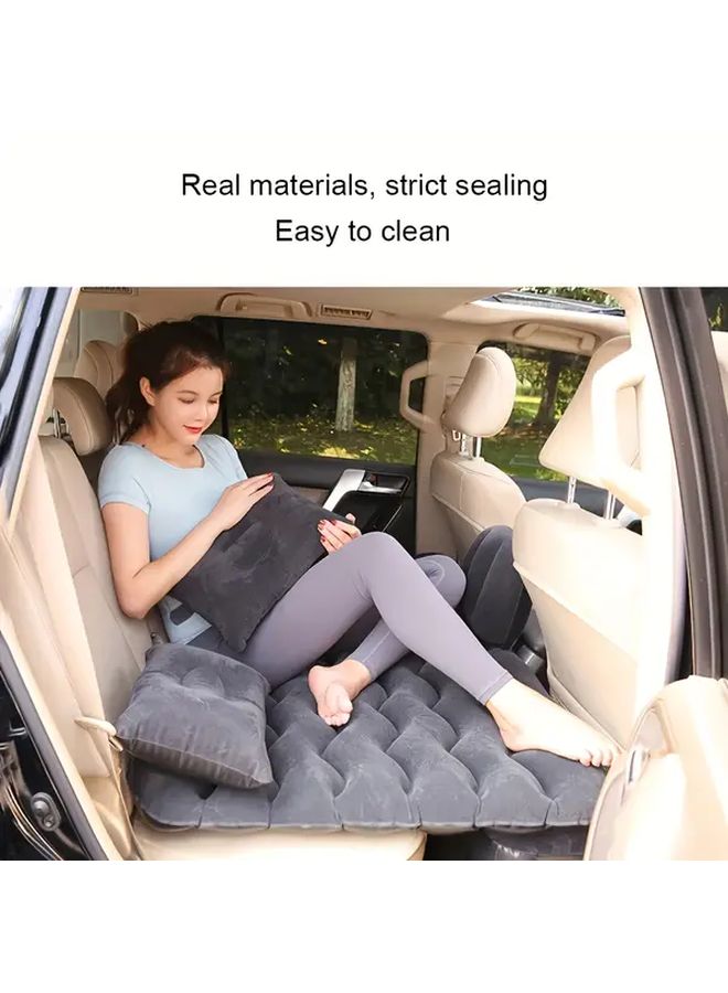 Beige Inflatable Air Mattress with Pillows and Support Frame for Camping Travel Car Bed Cushion and Beach Portable Sofa Seat with Storage Bag - Image 3