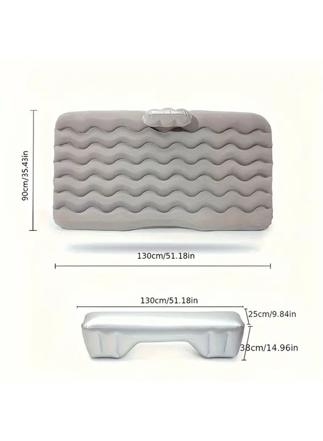 Beige Inflatable Air Mattress with Pillows and Support Frame for Camping Travel Car Bed Cushion and Beach Portable Sofa Seat with Storage Bag - Image 5