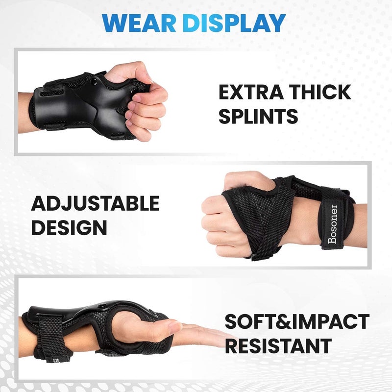 Bosoner Wrist Guard, Wrist Guards for Roller Skating, Skateboarding, Wristsavers Brace Protective Gear for Adults/Kids/Youth (1 Pair) - Image 4