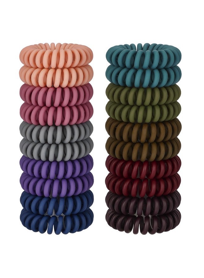 JessLab JessLab Spiral Hair Ties, 20 Pcs Traceless Phone Cord Hair Ties No Crease Spiral Bracelet Plastic Coil Ponytail Holders No-Damage Headband Hair Accessory for Girls Women Ladies (Dark Colored Matte)  - Image 1