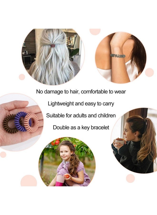 JessLab JessLab Spiral Hair Ties, 20 Pcs Traceless Phone Cord Hair Ties No Crease Spiral Bracelet Plastic Coil Ponytail Holders No-Damage Headband Hair Accessory for Girls Women Ladies (Dark Colored Matte)  - Image 5