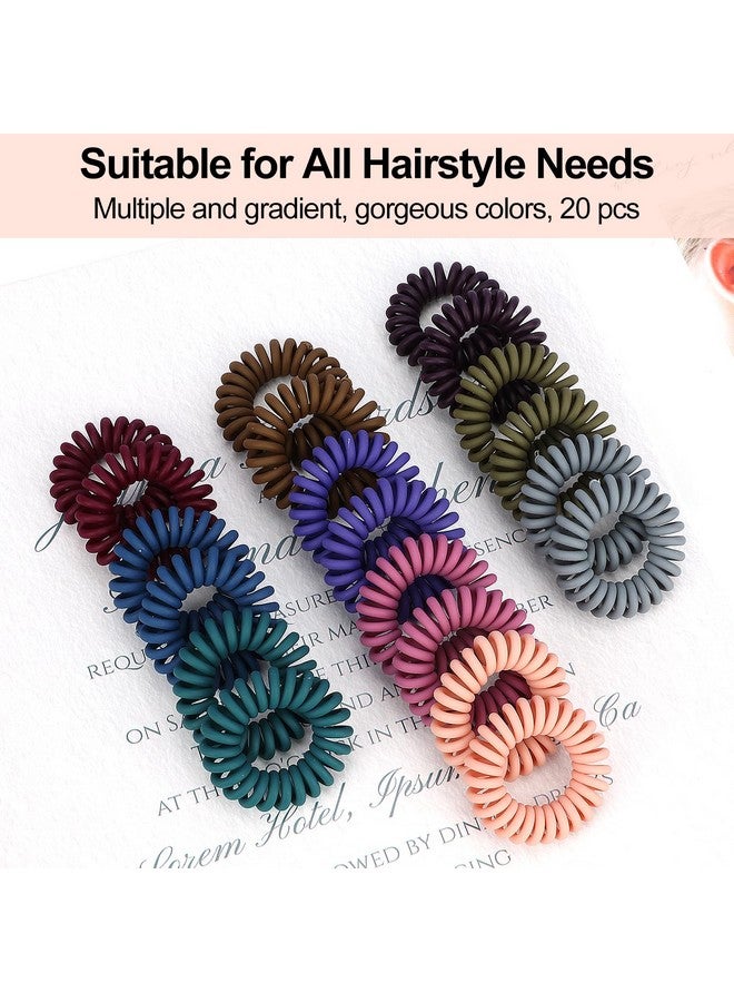 JessLab JessLab Spiral Hair Ties, 20 Pcs Traceless Phone Cord Hair Ties No Crease Spiral Bracelet Plastic Coil Ponytail Holders No-Damage Headband Hair Accessory for Girls Women Ladies (Dark Colored Matte)  - Image 2