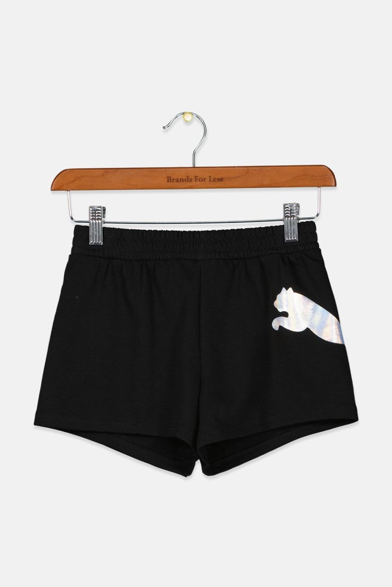 PUMA Kids Girl Metallic Logo Print Short, Black  - Image 1