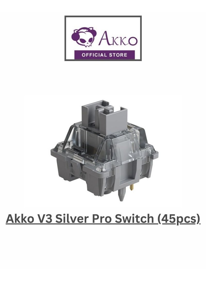 Akko V3 Silver Pro Keyboard Switch with Dustproof Stem for Mechanical Gaming Keyboard, 5-Pin Linear Switches (45pcs) - Image 2