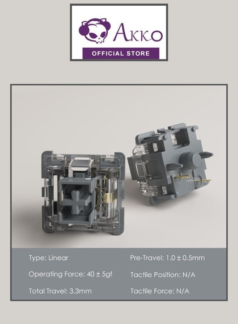 Akko V3 Silver Pro Keyboard Switch with Dustproof Stem for Mechanical Gaming Keyboard, 5-Pin Linear Switches (45pcs) - Image 3