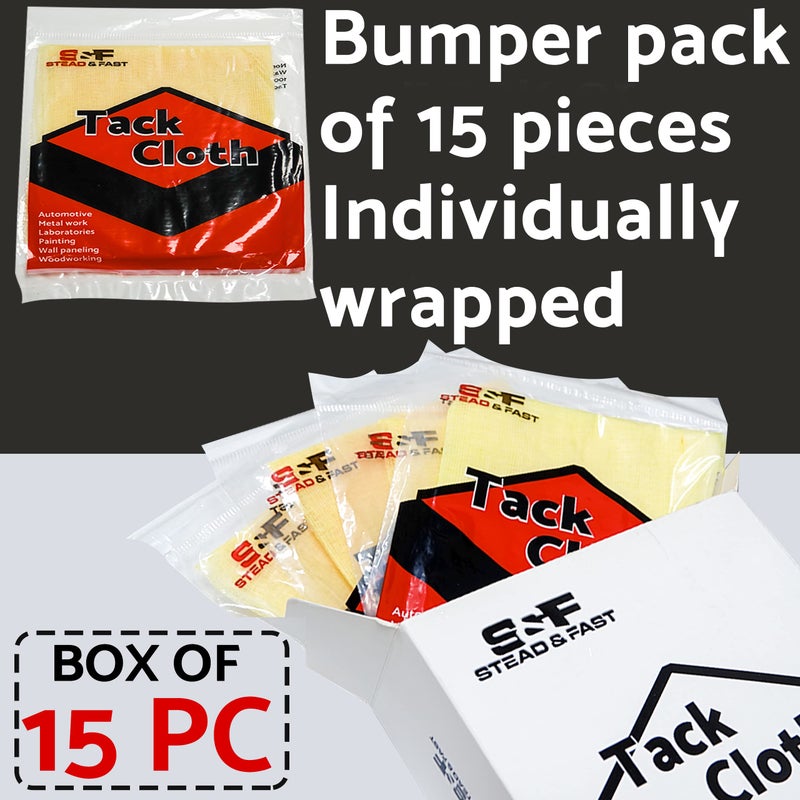 S&F STEAD & FAST Tack Cloth for Painting, 15-pc Premium Tack Cloths for Removing Dust from Woodworking, Tac Cloths/Tack Rag Bulk Set, 18"x36", Tack Rags for Staining, Automotive - Image 2