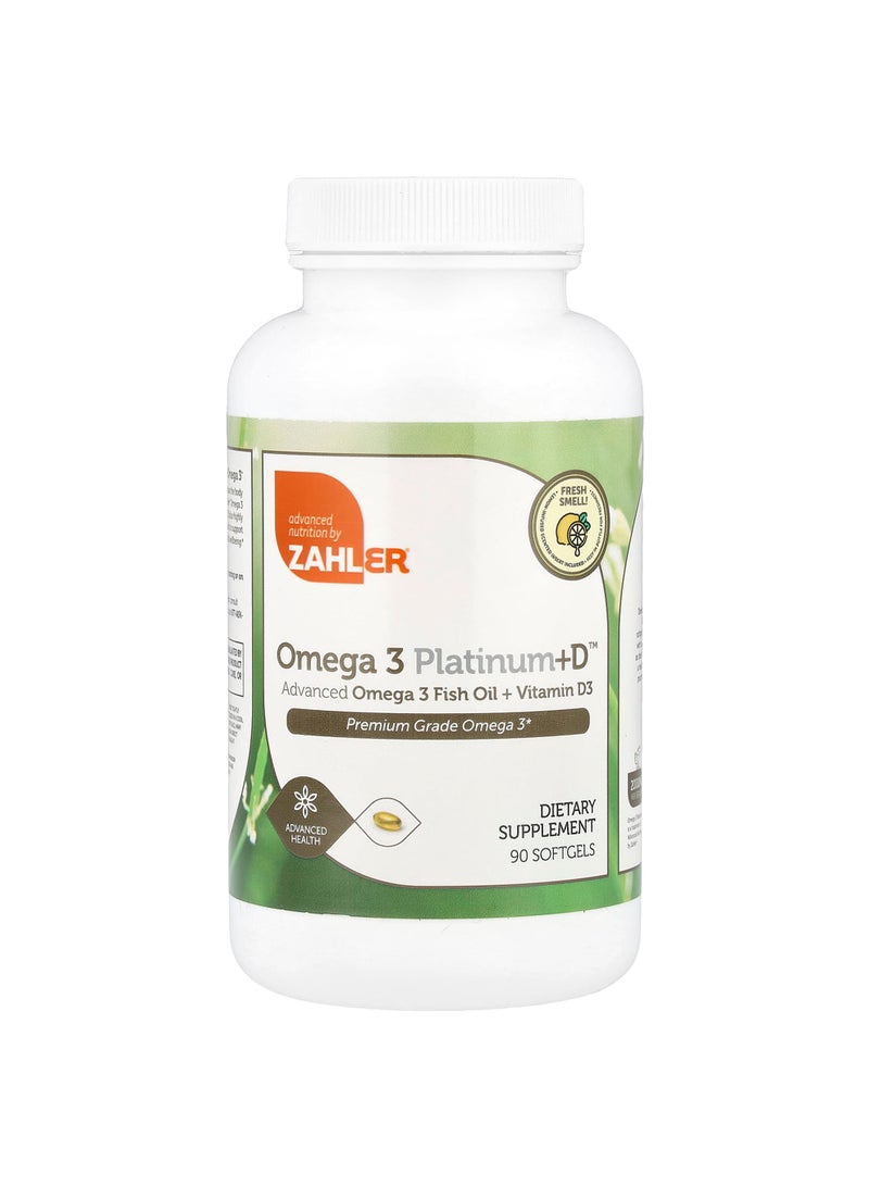 Omega 3 Platinum+D™, Advanced Omega 3 Fish Oil + Vitamin D3, 90 Softgels