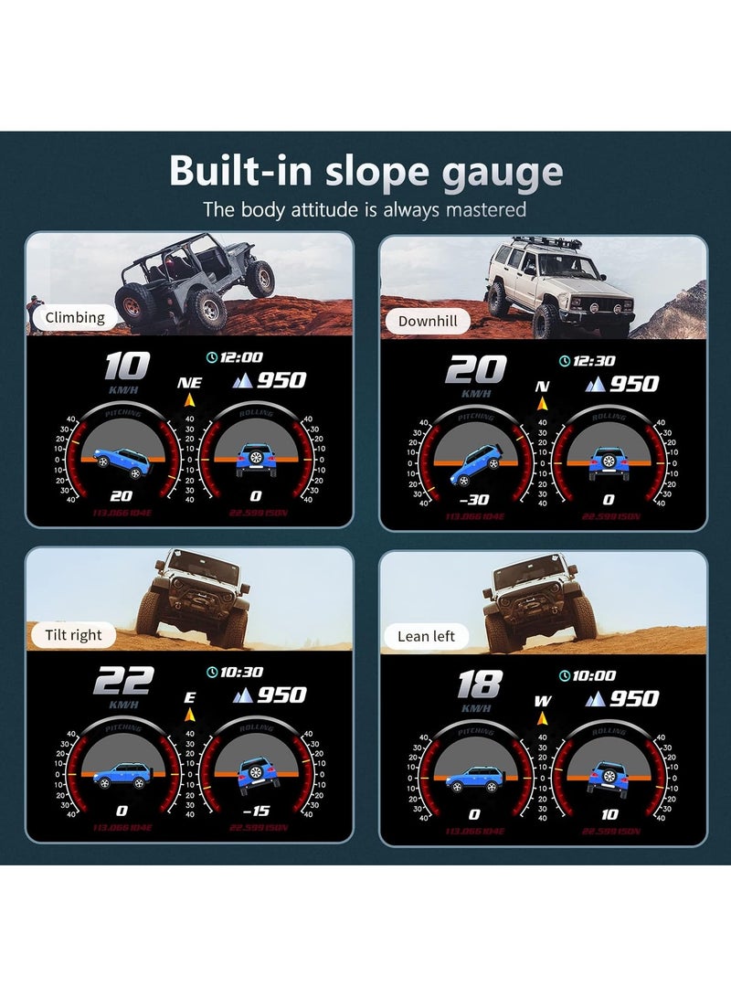 Generic Car Hud Heads Up Display Digital GPS Speedometer, Obd2 Gauge Display, Car Angle Slope Meter, Accelerometer with Vehicle Speed KM/h MPH, RPM, Clock, OverSpeed Warning  - Image 5